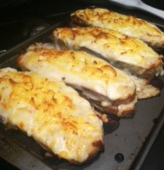 Croque Monsieur: Broil for 5 minutes until cheese is browned