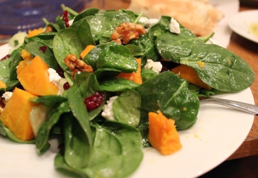 Spinach & Squash Salad with homemade Chardonnay dressing